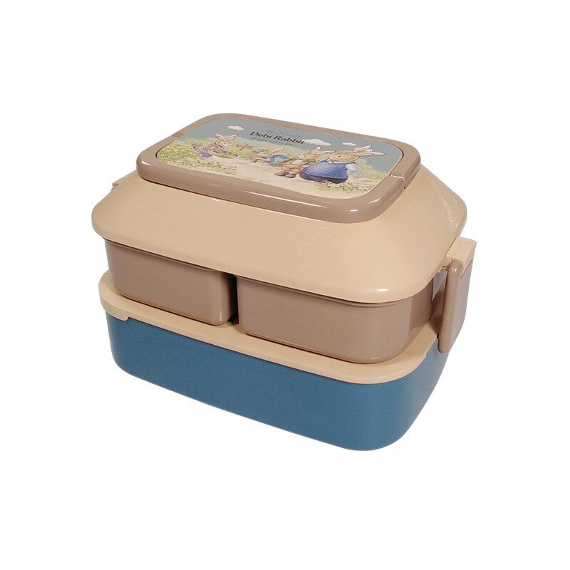 Bento Lunch Box Salad Container for Lunch 52/35oz BPA Free Leak Proof Salad Dressing Container Smart Lock Reusable Spork Spoon: blue 1L