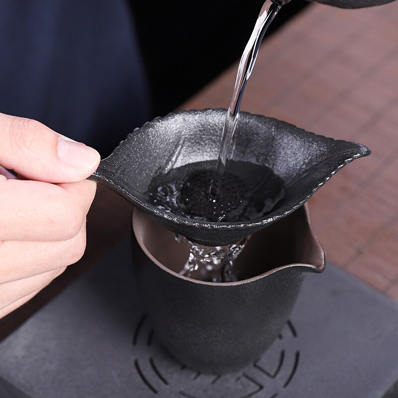 Coarse Ceramic Tea Leakage Tea Filter Tea Separation Filter Black Ceramic Kung Fu Tea Set Tea Ceremony Accessories