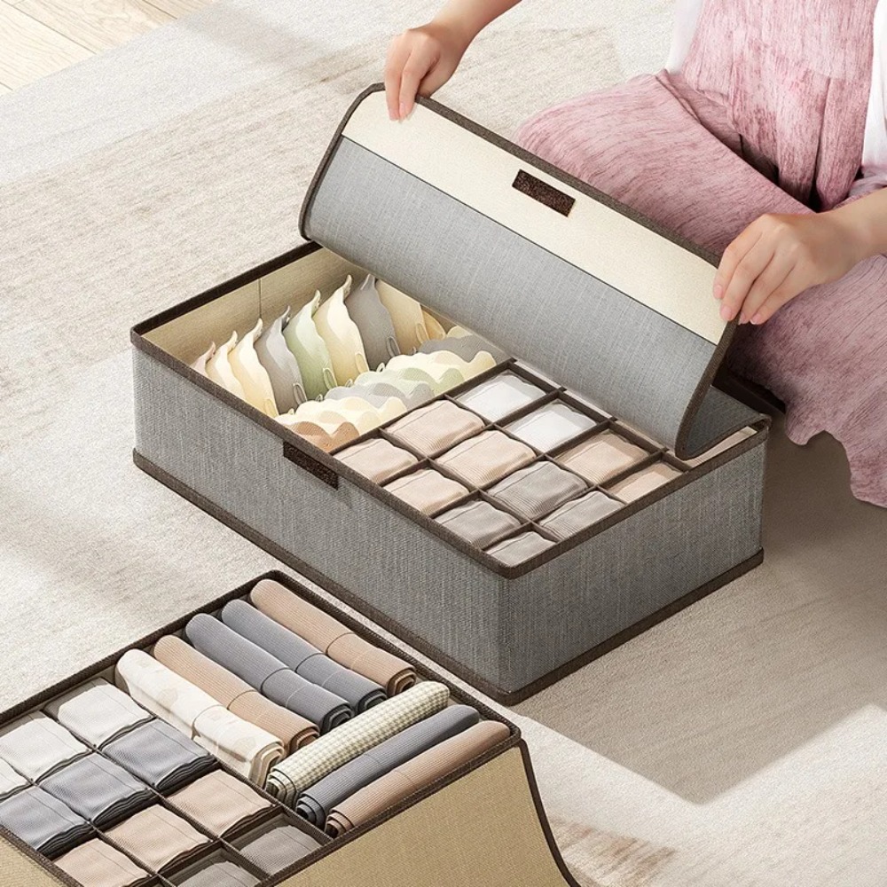 Underwear Storage Box Organizer Fabric Storage Compartments Drawer Type Storage Box Wardrobe Organizer Clothes Foldable Home