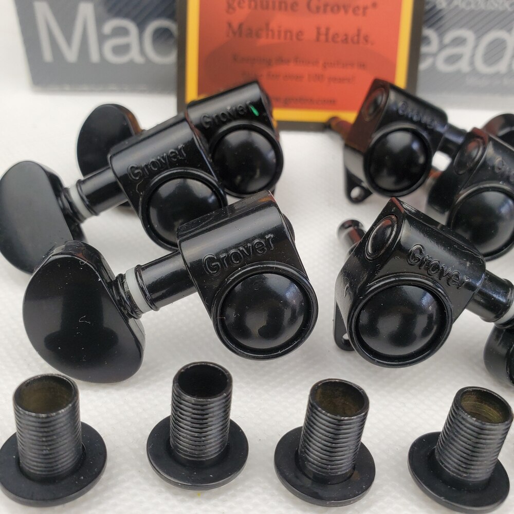 100% Original Grover Guitar Machine Heads Tuners 1Set 3R-3L Black Tuning Pegs ( With packaging )