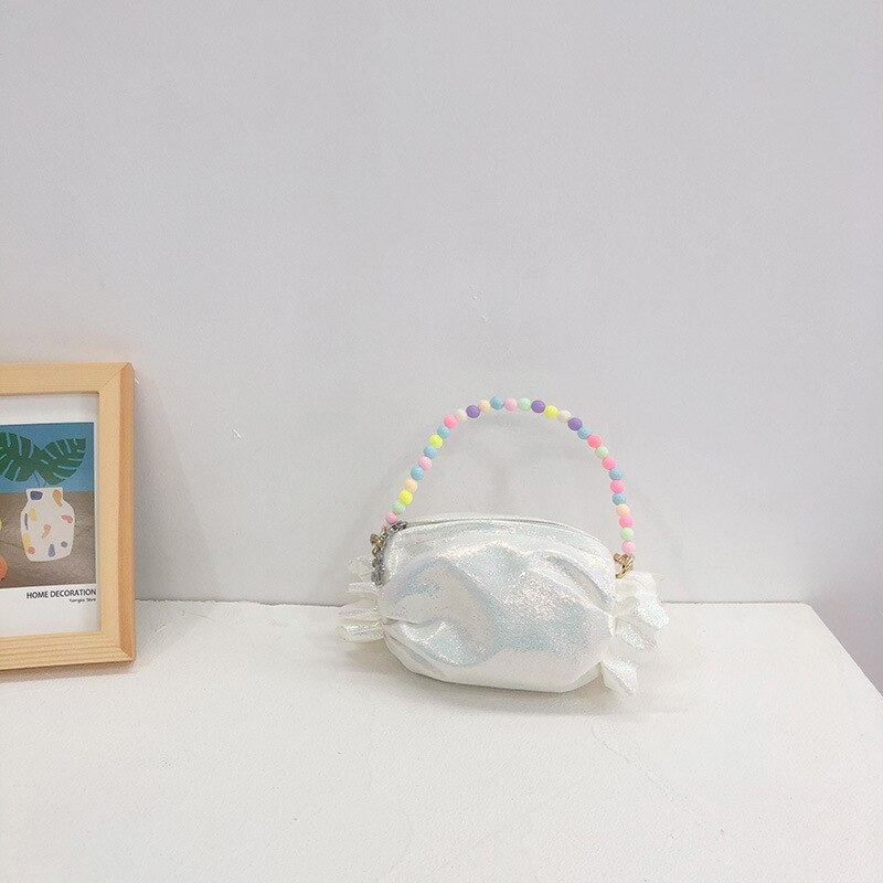 Carino Bambini mini Sacchetto 2020 Della Caramella Kawaii Borsa con Tracolla per Il bambino Ragazze Del Partito Della Perla Borse Sacchetto di Mano Po 'Della Ragazza Della Borsa Della Moneta regalo: bianca