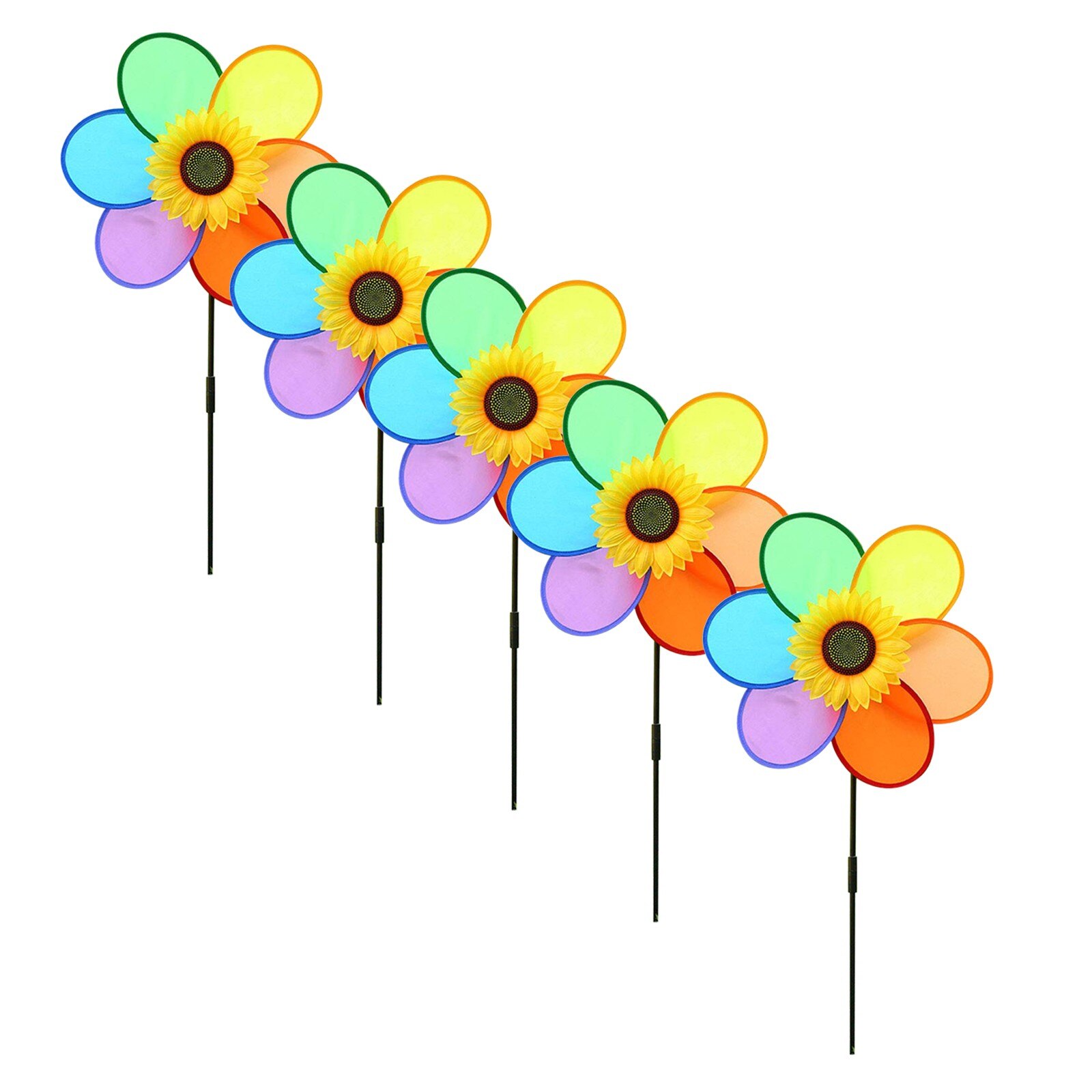 25 # Kleurrijke Regenboog Bloem Windmolen Spinner Wind Huis Tuin Yard Patio Outdoor Decoratie Kids Speelgoed Lichtgewicht Eenvoudig Verwijderen: B