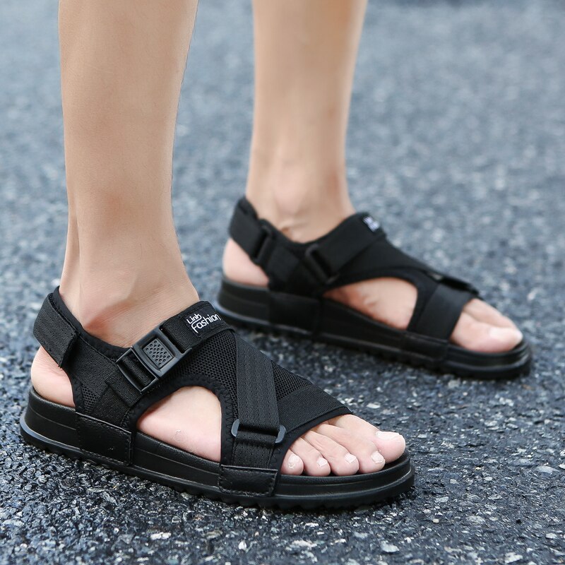 Sandals Men shoes Gladiator Men's Sandals Roman Men Shoes Summer Flip Flops Gray Black Flat Sandals Large Size 45 46