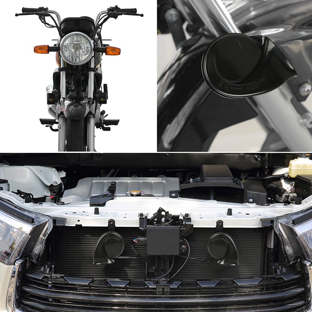 YIYDA Autoclaxon, universele 140DB motorclaxon met hoge en lage tonen, beugel, blauwe luidspreker, waterdicht en weerbestendig, 12V voor vrachtwagen, SUV, motorfiets, auto