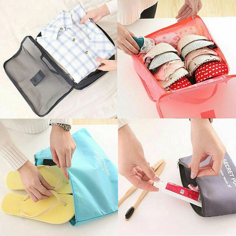 6 Stuks Reizen Kleding Opslag Zakken Waterdichte Draagbare Bagage Organizer Pouch Verpakking Kubus 8 Kleuren