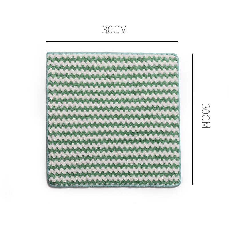 Household Super Absorbent Microfiber Towel Toad Kitchen Cleaning Towel Thicken Wave Stripes Coral Fleece: green big