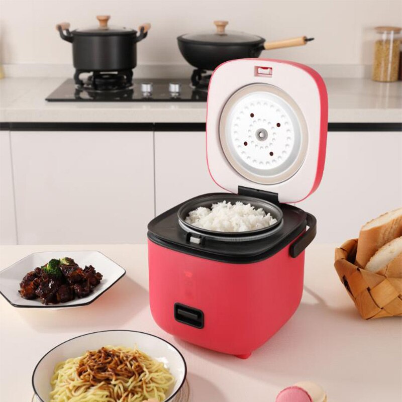 220V 200w Electric Rice Cooker Portable Cooking Pot Food Warmer Electric Heating Cooker Steamer Cooker Insulation Lunch Box 1.2L
