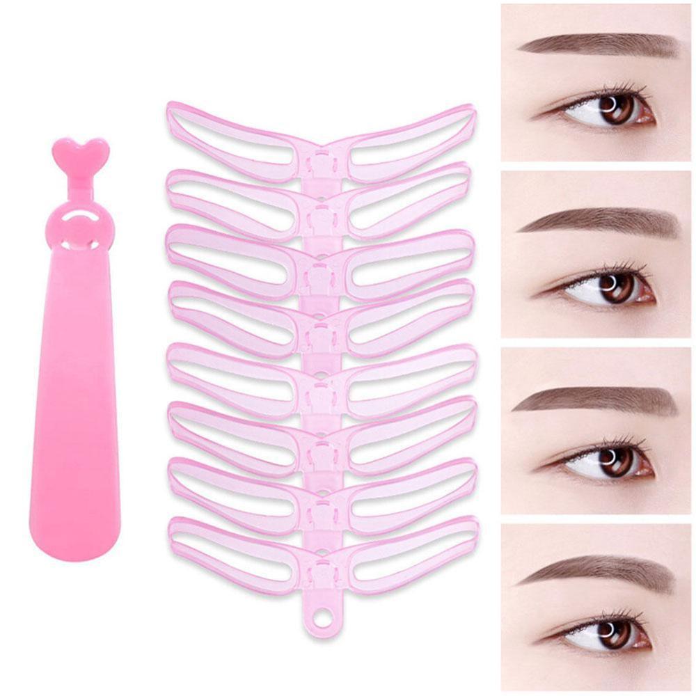8 in1 Reusable Eyebrow Stencil Set Eyebrow Makeup Tools Eyebrows Makeup Thrush Aid Mold Threading Kit Artifact Card Beauty