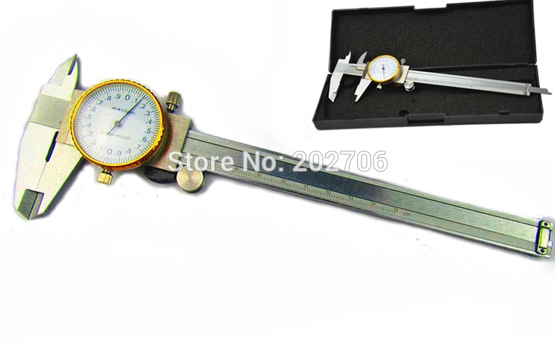0-150mm 0.02mm Precision dial caliper dial vernier calipe micrometer gauge 6inch stainless steel vernier with table caliper