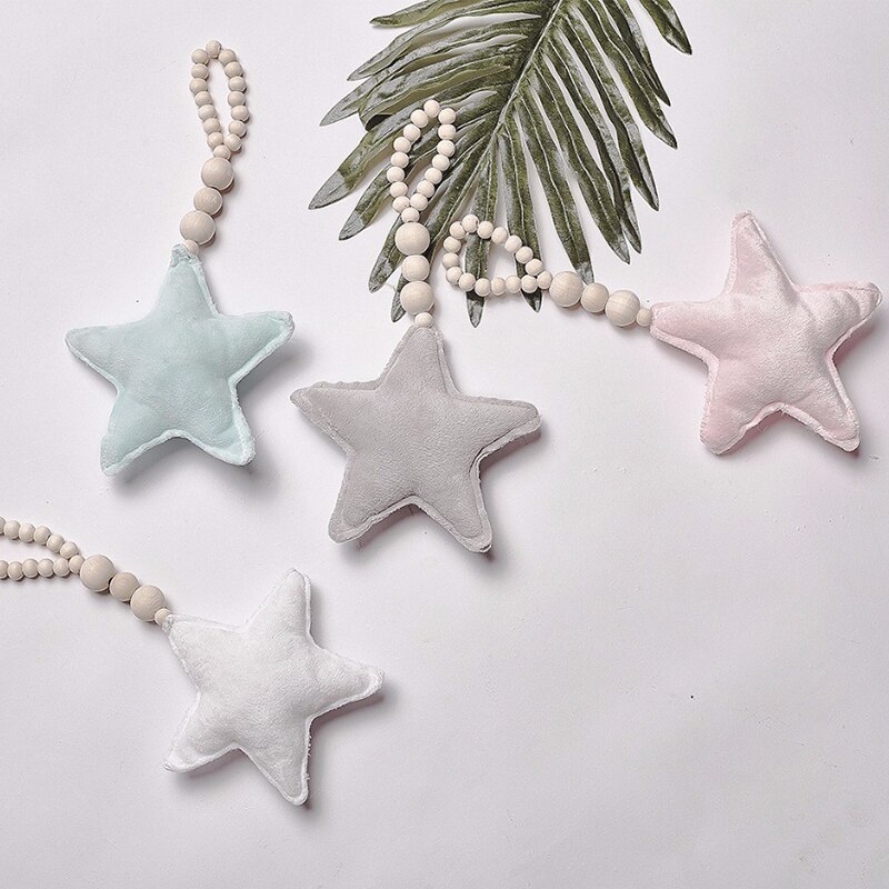 3pcs/4pcs Baby Room Decoration Baby Room Accessories Baby Girl Room Decor Moon Wooden Bead Kid Decoration Room Newborn Bed Prop: 4pcs STAR