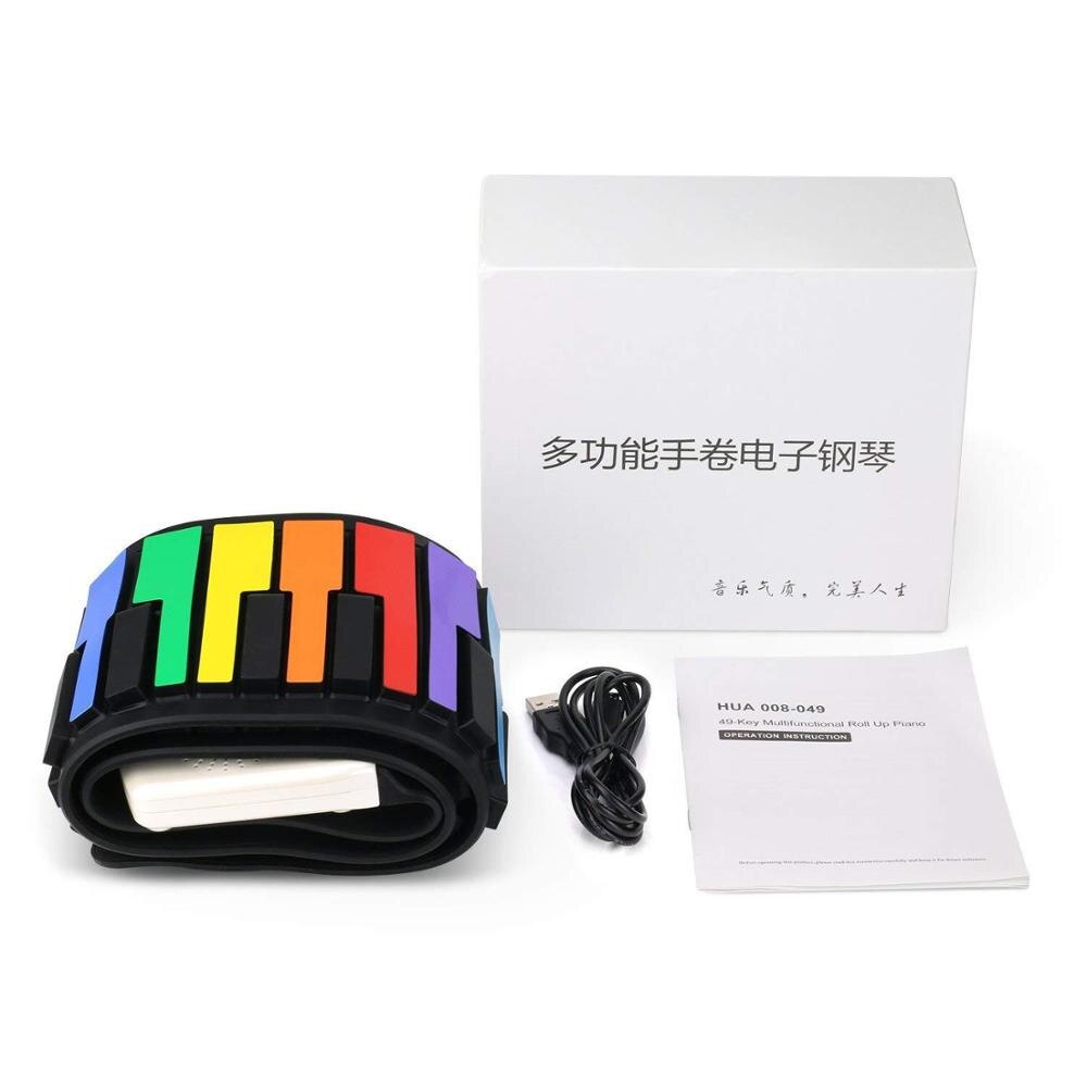 Portable 49 Keys Roll-Up Piano USB MIDI Keyboard MIDI Conctroller Hand Electronic Piano Rainbow color: Default Title