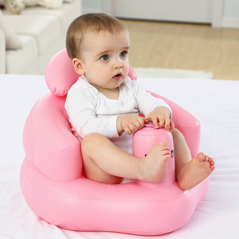 Baby Opblaasbare Sofa Leren Stoel Leren Luchtkussen Bb Eetkamerstoel Draagbare Zetel Kids Bad Kruk: Pink