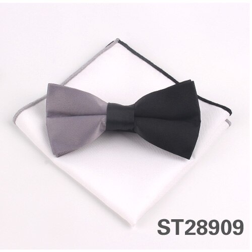 Solid Bowtie and Pocket Square Set Patchwork Bow Tie Suits Hanky Sets For Men Adult Ties Handkerchiefs Towels Scarves: ST28909