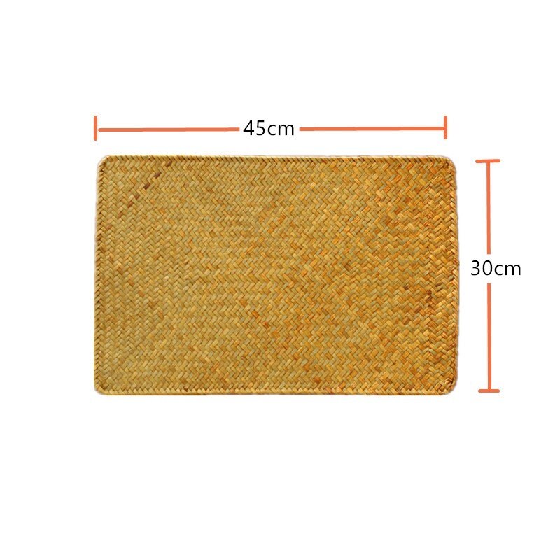 Geweven stro placemats tafelmatten voor eettafel warmte-isolatie pannenlap rechthoekige onderzetters koffiedrank thee kopje onderzetter