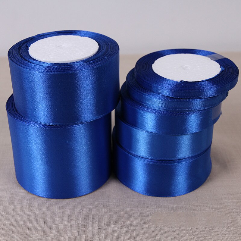 Royal Blue Silk Satin Ribbons 6-10-15-20-25-38-50mm Single Face Satin Ribbons Wedding Christmas Halloween Wrapping Ribbons