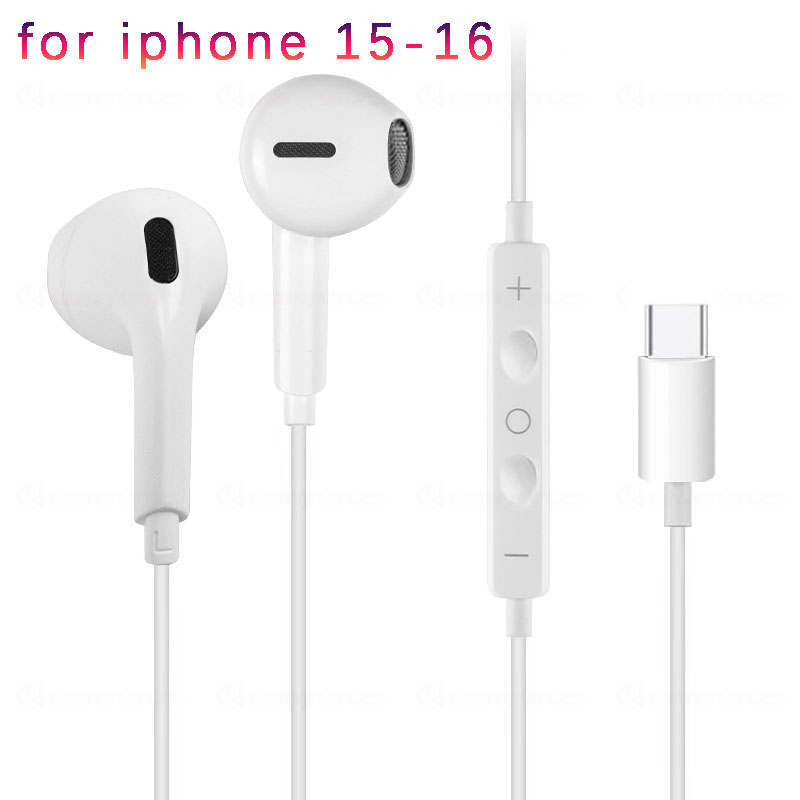 Bedrade koptelefoon Type c Oordopjes voor Apple Lightning-hoofdtelefoon met lijn Iphone 5 6 8 7 Plus X XS MAX XR 10 11 12 13 14 Pro 15 16: WHITE