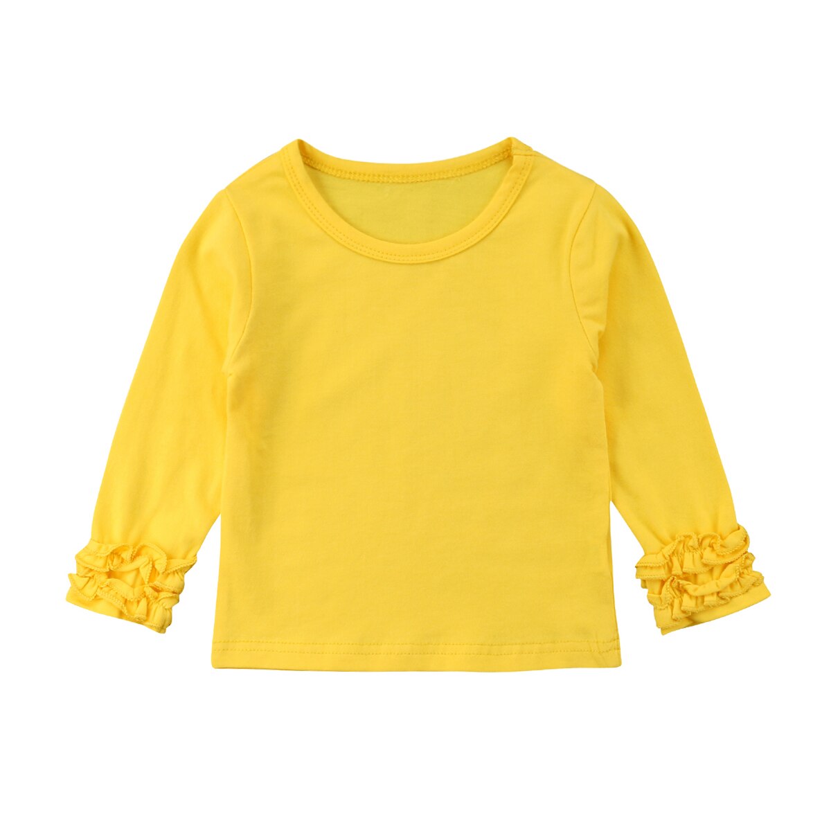 1-5Y Peuter Kinderen Meisje Mode Puff Met Lange Mouwen Tops Kleding T-shirt Tee Tops Herfst Casual Solid Katoen Zachte Kant t-Shirt: C / 90