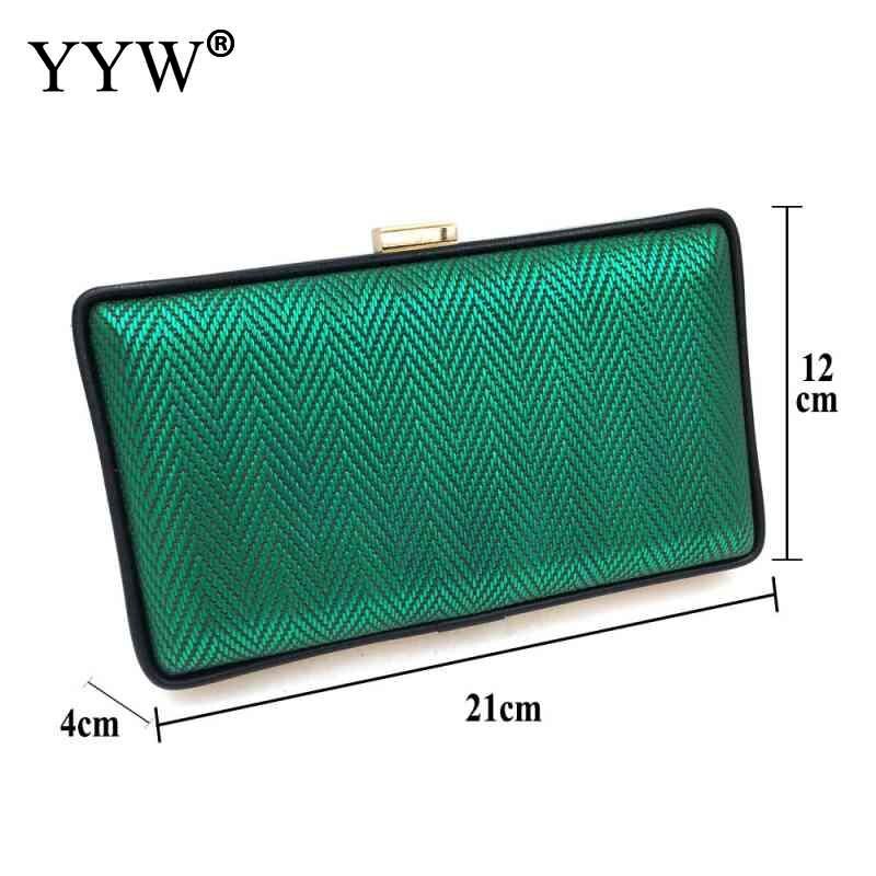Green Weave Clutch Bag Met Ketting Vrouwelijke Handtas Vintage Pochette Femme Bruiloft Clutch Bags Voor Vrouwen Crystal Bolso Mujer