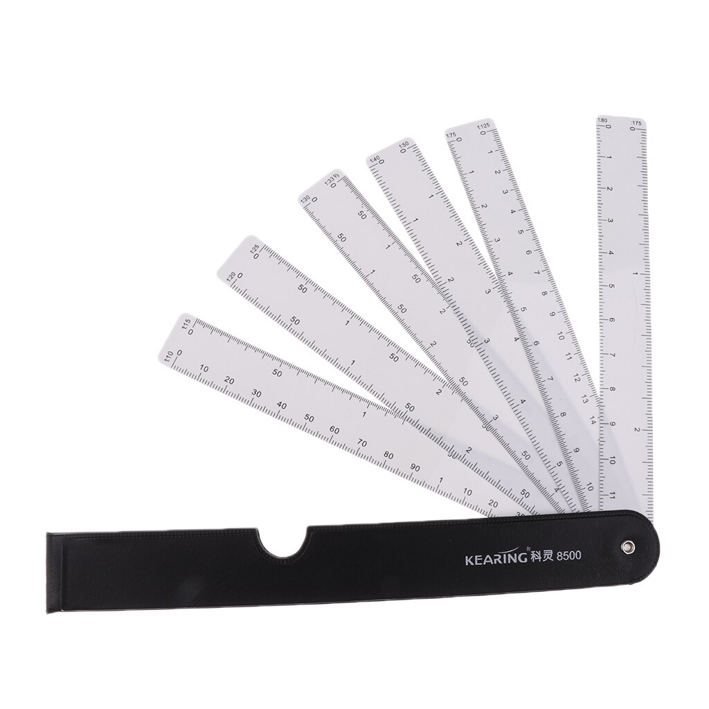 Foldable Fan Reduction Scale Ruler with 6 Blades for Engineering Architects