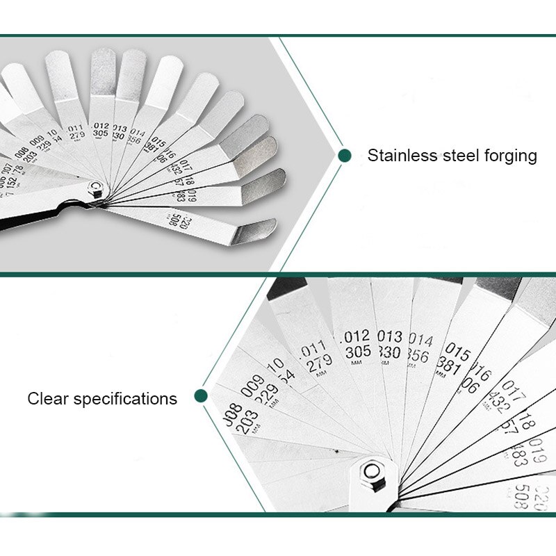 16Pcs Feeler Gauge Set Stainless Steel Foldable Feeler Gauges Measuring Tools Measuring Tools Accessories Feeler Gauge Set