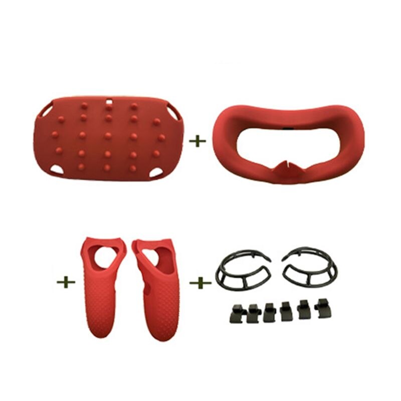 1Set Silicone Head Cover Protective Case Face Mask for Oculus Quest Controller: Red