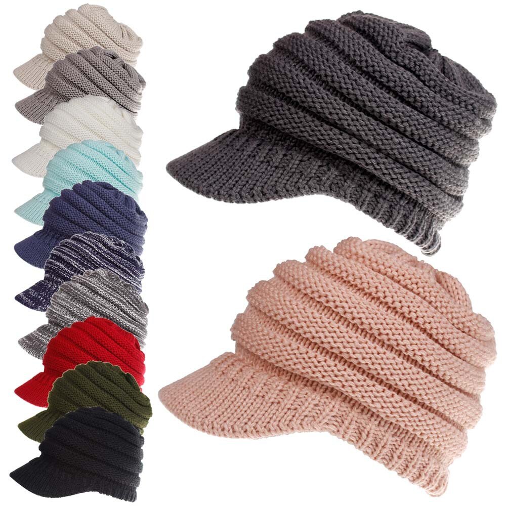 Doradeer Ins Vrouwen Hoeden Gebreide Baseball Mutsen Skullies Open Pony Tail Hoed Mutsen Cap Ski Sport Cap