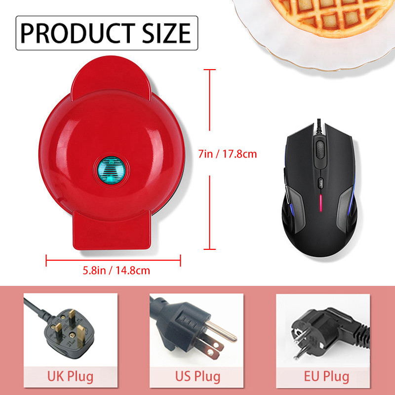 Waffle Maker Machine Pie Press Grill Portable Breakfast Machine Healthy Non-Stick Plate Doughnut Maker for Home and Dormitory
