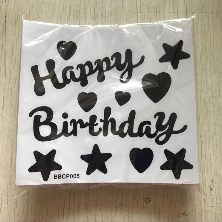 10*12cm DIY Happy Birthday Balloon Sticker Wave Ball Sticker I Love You Star Heart Crown Letter Balloons Stickers TM418: blackbirthday