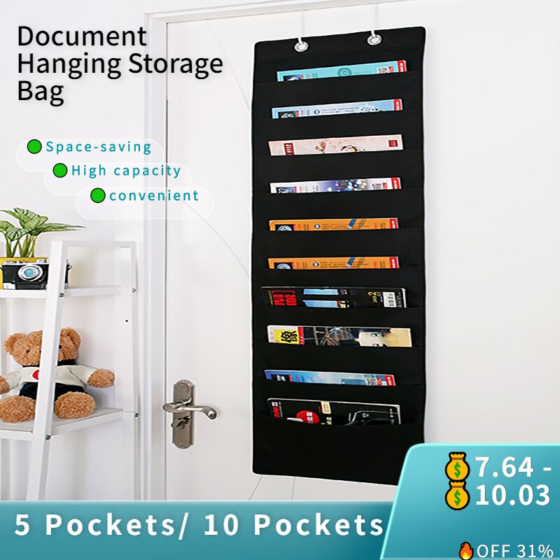 Document Hanging Storage Bag Oxford Cloth Storage Pocket Chart Hanging File Folding Holder Cascading Fabric Organizer For Office
