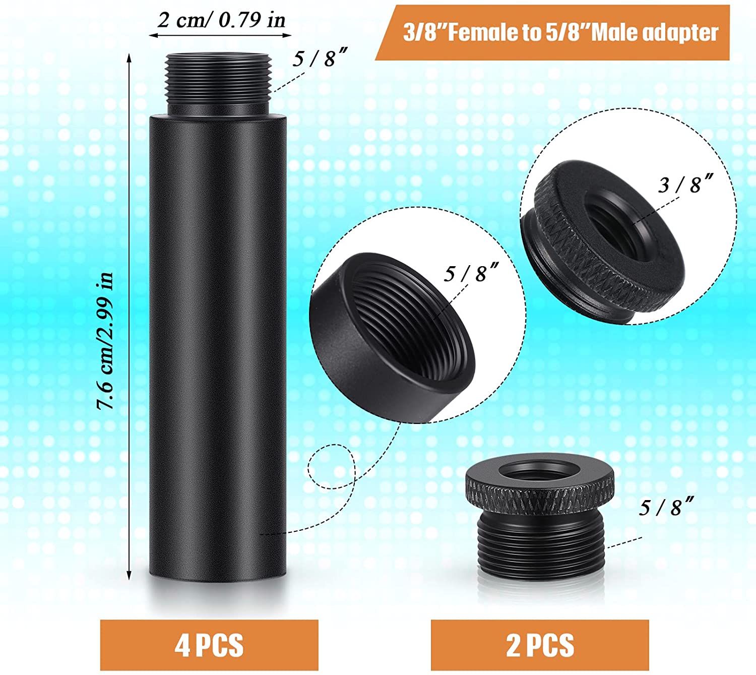 Mic Stand Extension Tube 4 Stück 5/8 Zoll Mikrofon Verlängerung Rohr Aluminium Legierung Stand Extender Schraube Boom Rohre Mikrofon