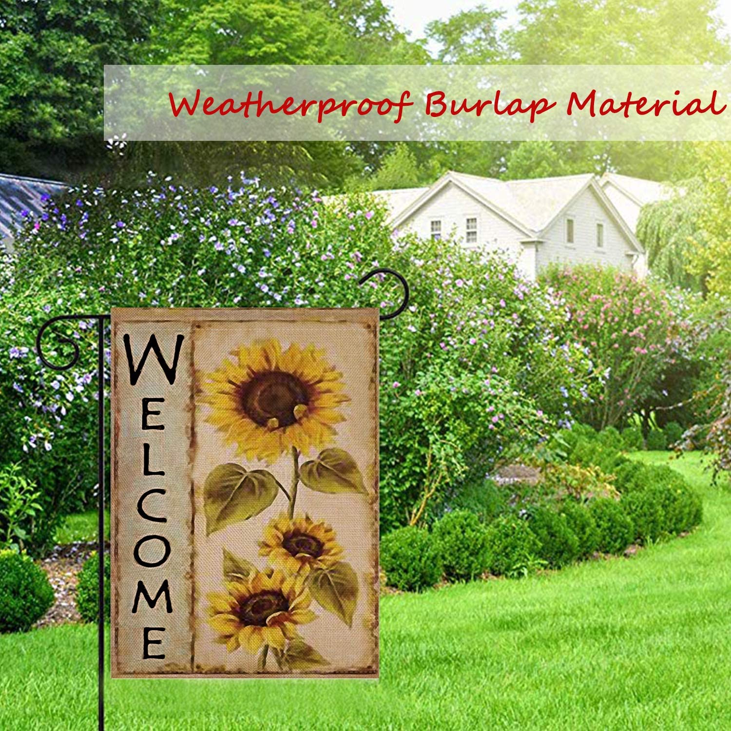 Selmad Welkom Zonnebloem Tuin Vlag Farm Sunshine Bloem Dubbelzijdig Herfst Seizoensgebonden Sweet Home Outdoor Vintage D & Eacute