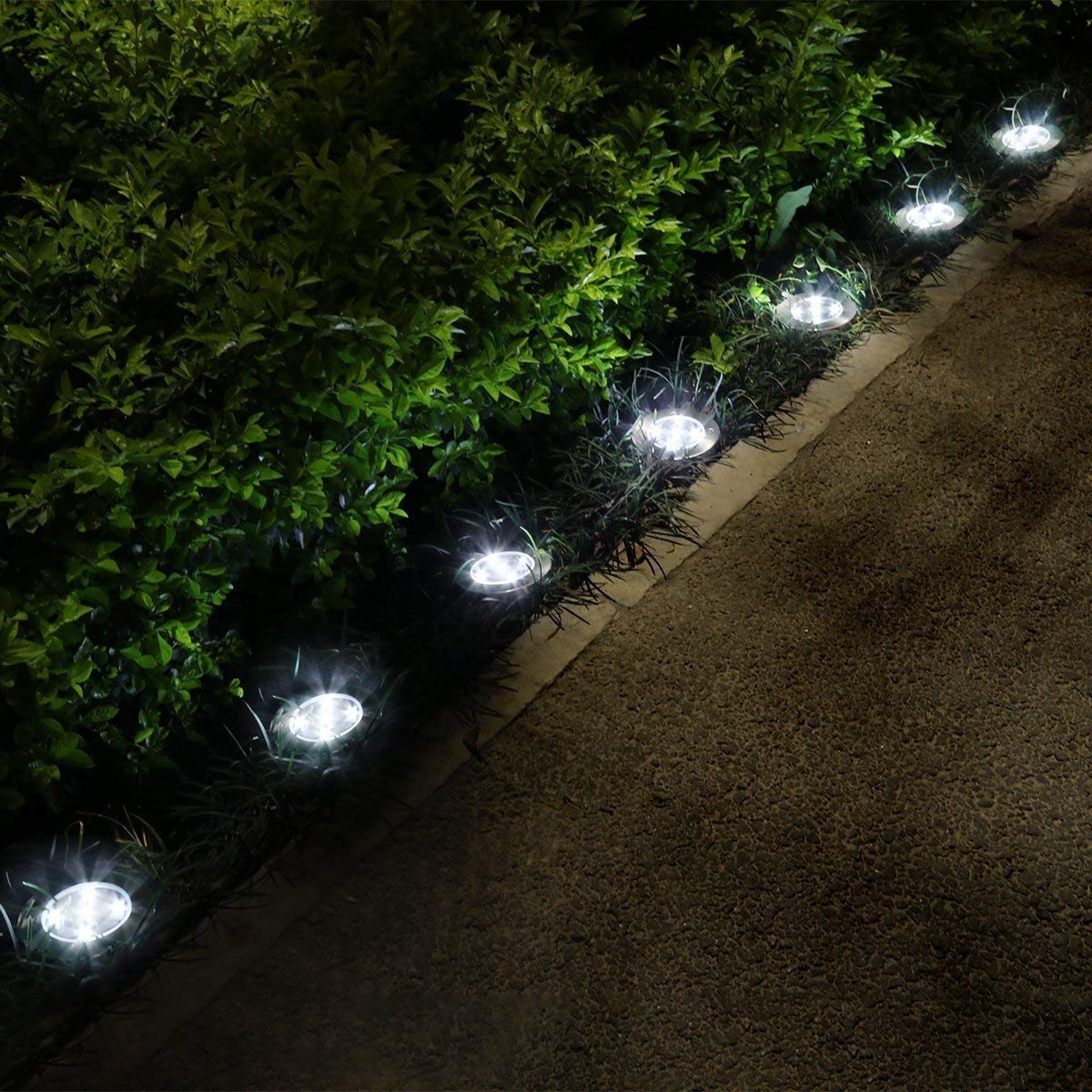 8 Stuks Solar Path Lights Solar Power Disk Licht Pathway Floor Light Ondergrondse Lampen Outdoor Tuin Landschap Tuin Gazon Lamp: WHITE