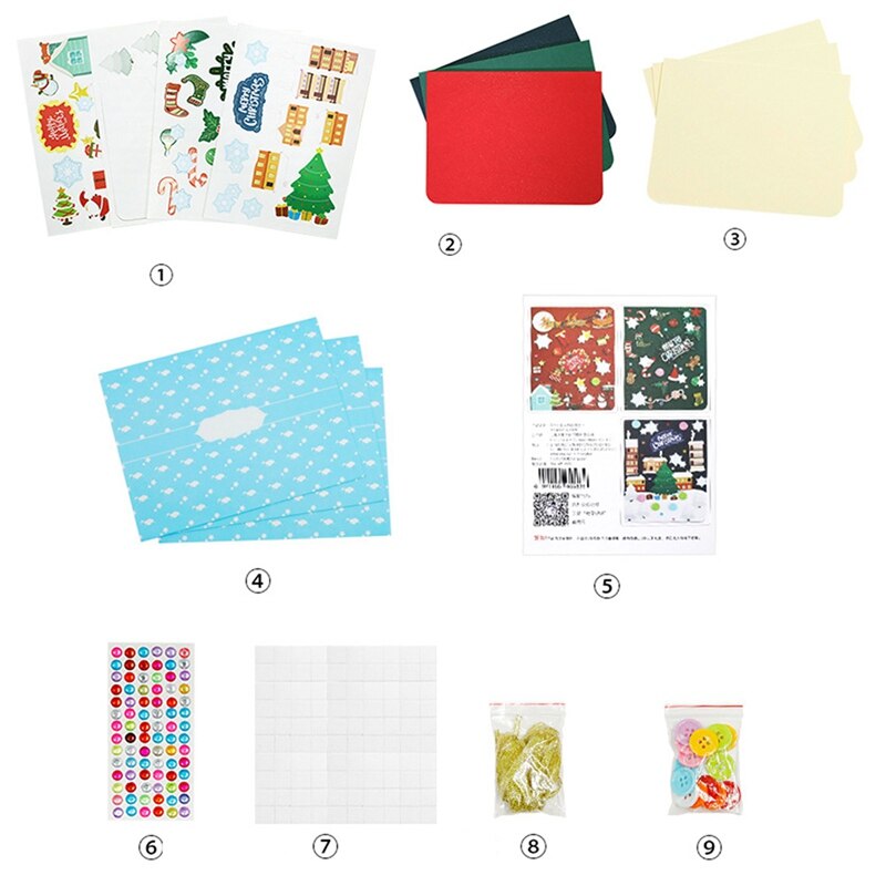 3pcs/set Of Christmas Diy Handmade Greeting Card, Christmas Year Greeting Card, Greeting Card And Envelope