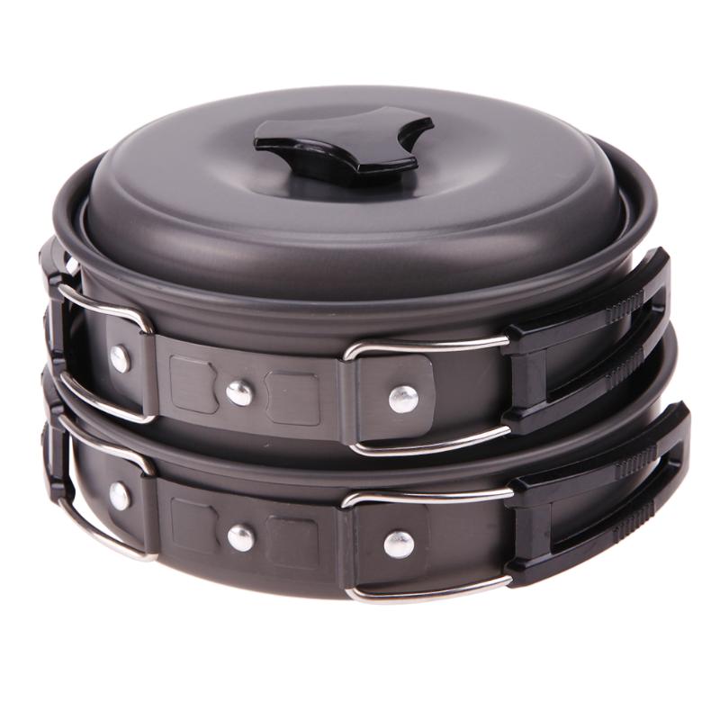 Camping Tableware Kit Picnic Cookware Ultra-Light Portable Outdoor Water Kettle Pan Pot Travel Aluminum Cooking Kits Utensils Hi: 7pcs as show