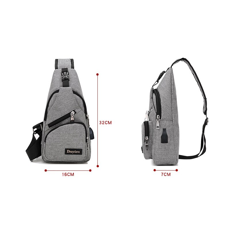 Scione Sport USB charge sacs à bandoulière pour hommes messagers sac Oxford court voyage sacs à bandoulière pour hommes Anti-vol poitrine sac