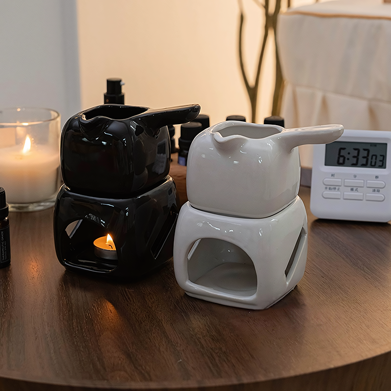 Stor rökelsebrännare för eteriska oljor i keramik, skönhetssalong, aromaterapilampa, skållningsskyddande handljushållare, klubbhustevärmare