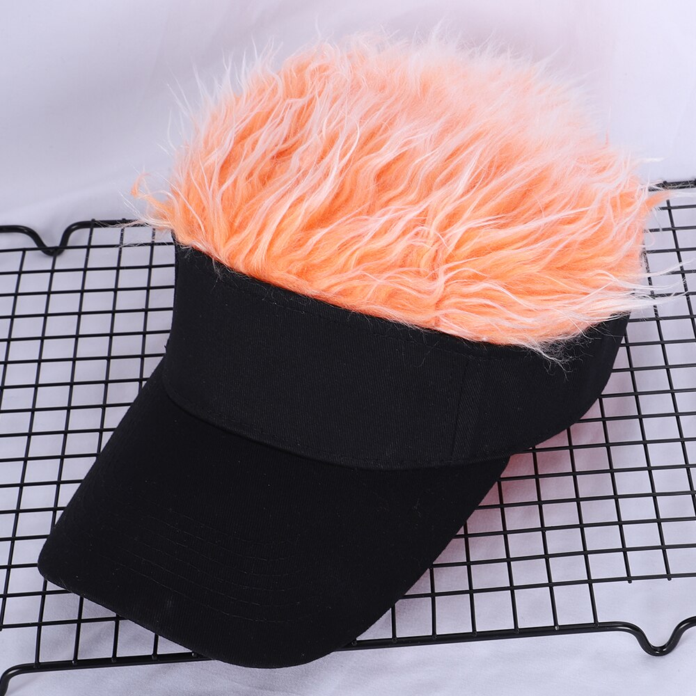 Baseball Cap Met Spiked Haren Pruik Baseball Hoed Met Spiked Pruiken Mannen Vrouwen Casual Beknopte Zonnescherm Verstelbare Zonneklep: Orange