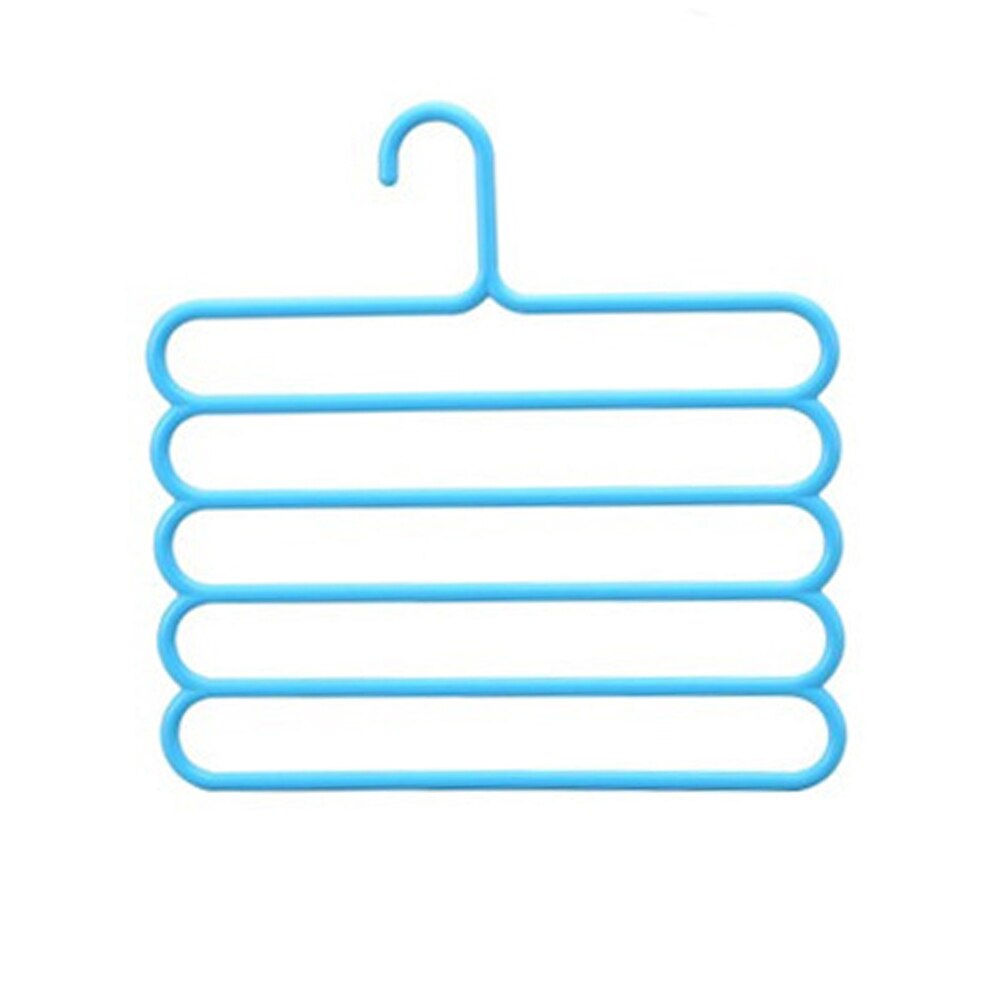 1 pcs Multi-purpose Clothes Hanger Practical 5 Layers Pants Hanger Scarf Tie Rack Space Saving Clothes Hanger home Organizer: Sky blue