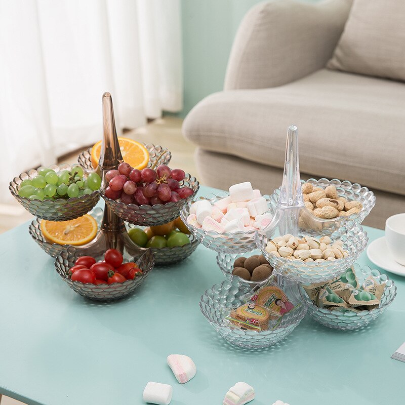 1/2/3 Multi Layer European Fruit Tray,Stackable Snack Serving Bowl - Dry Fruit Tray,Nut/Candy/Dried Fruit Display Storage Plate