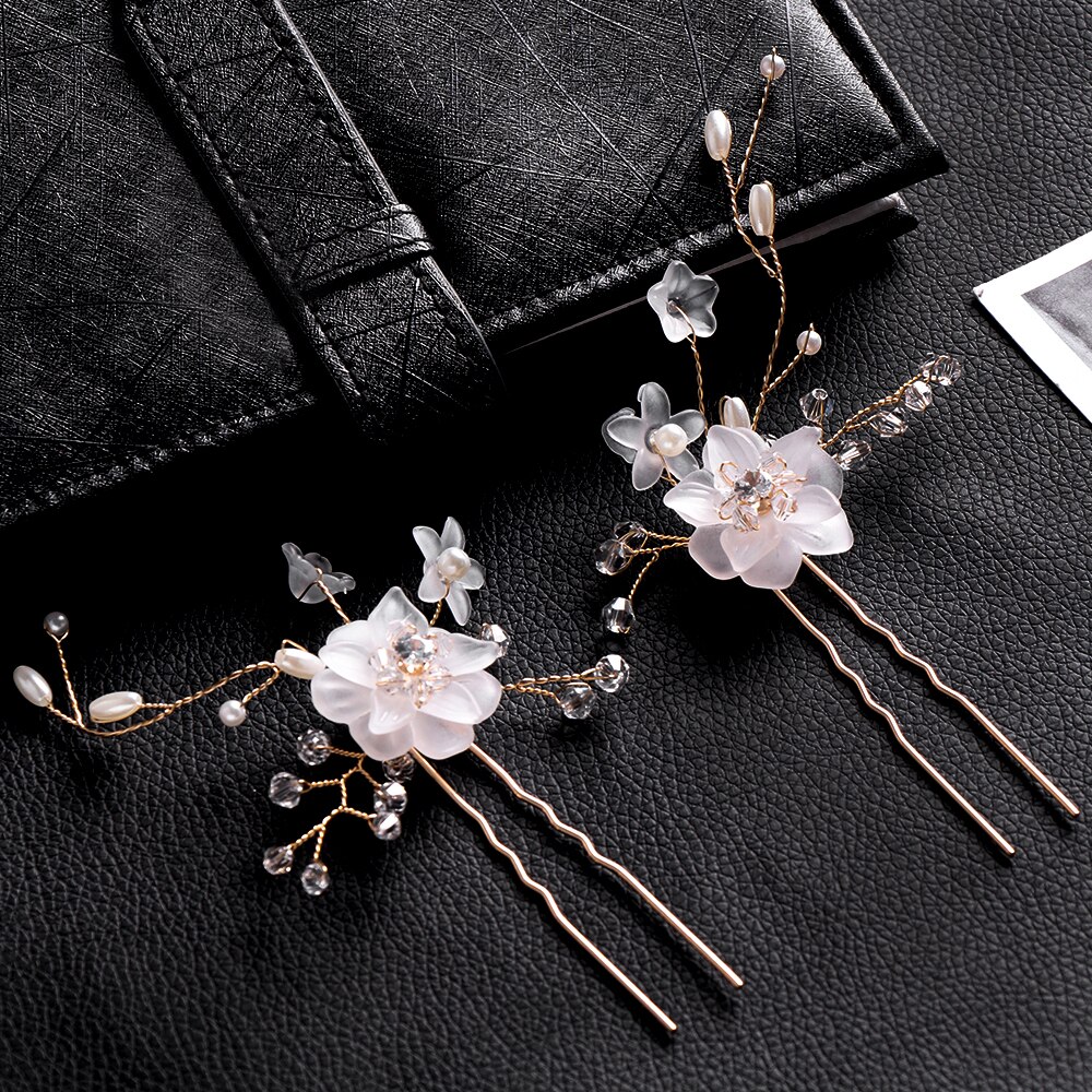 1/2/3Pcs Vrouwen Parel Kristal Haar Vorken Haar Clips Prom Bruid Bruidsmeisje Haarspelden Hoofddeksels Bruiloft Haar sieraden Accessoires