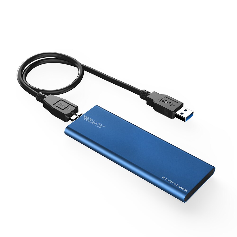 Adaptador M.2 SATA NGFF SSD a USB 3,0, funda de micro-b SSD, 6Gbps, discos duros externos portátiles, carcasa de disco duro SSD para portátiles: Blue