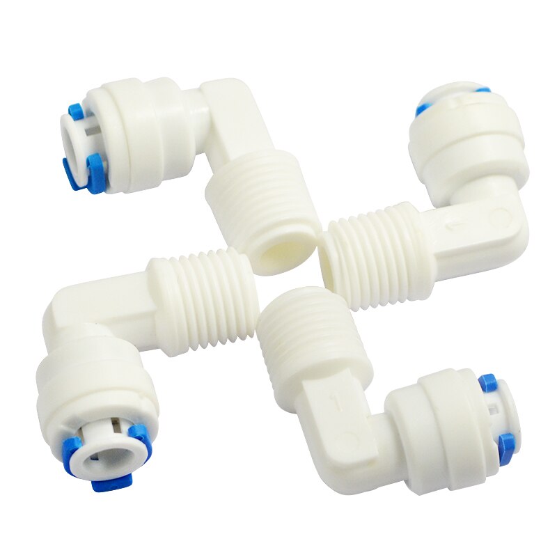 2pcs Water Connect 1/4 Inch L Quick Connect 1/4" X 1/4" Elbow Fitting RO Aquarium Water Filter Food Grade NSF