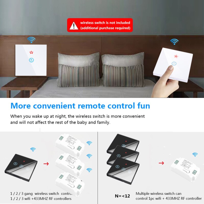 WiFi+433 Smart Home House Wifi Wireless Remote Switch Breaker LED Light Controller Module Work With Alexa Google Home Tuya APP