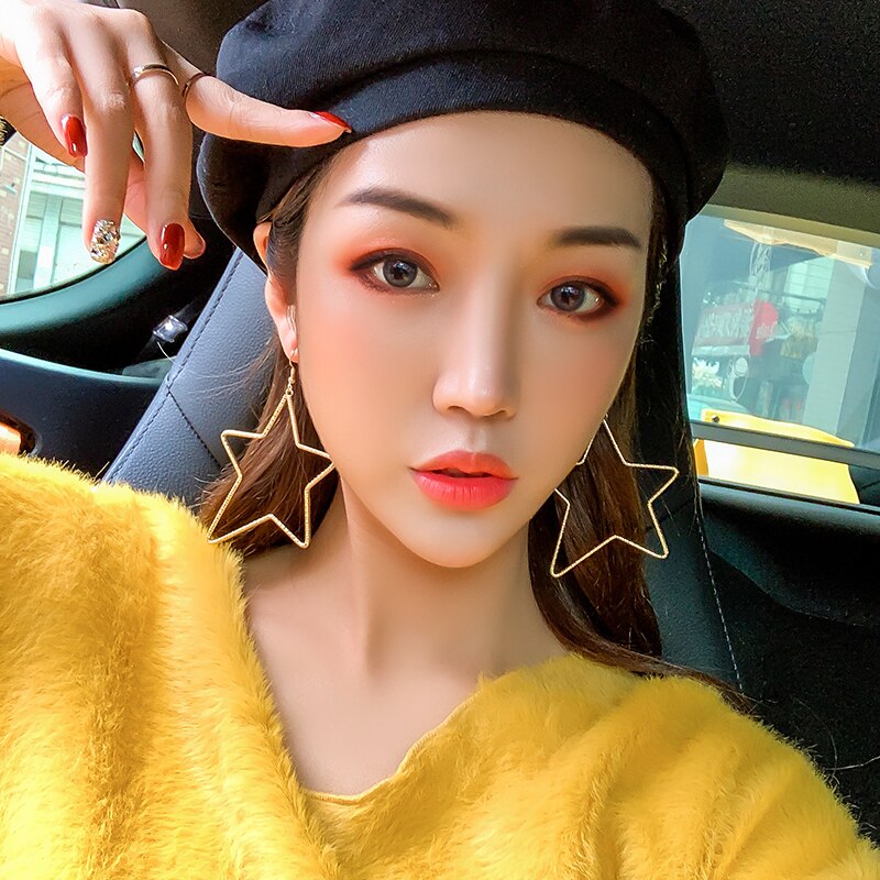 Übertreibung sterne Gold groß Band baumeln ohrringe geometrie erkläSprosse koreanischen stil tropfen ohrringe für frauen Juwel