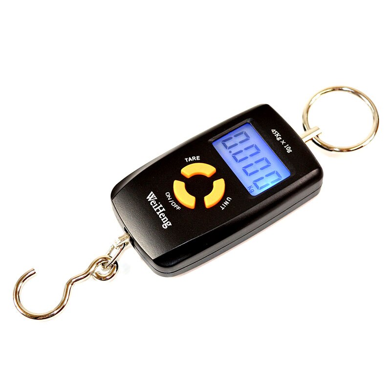 Mini báscula colgante portátil para maleta de viaje, balanza de peso, peso electrónico, gancho de pescado, peso de 45Kg/5g: Black