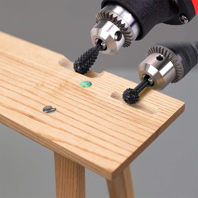 5pcs Steel Rotary Rasp File 1/4" Shank Rotary Craft Files Rasp Burrs Wood Bits Grinding Power Woodworking Hand Tools Drill Bits