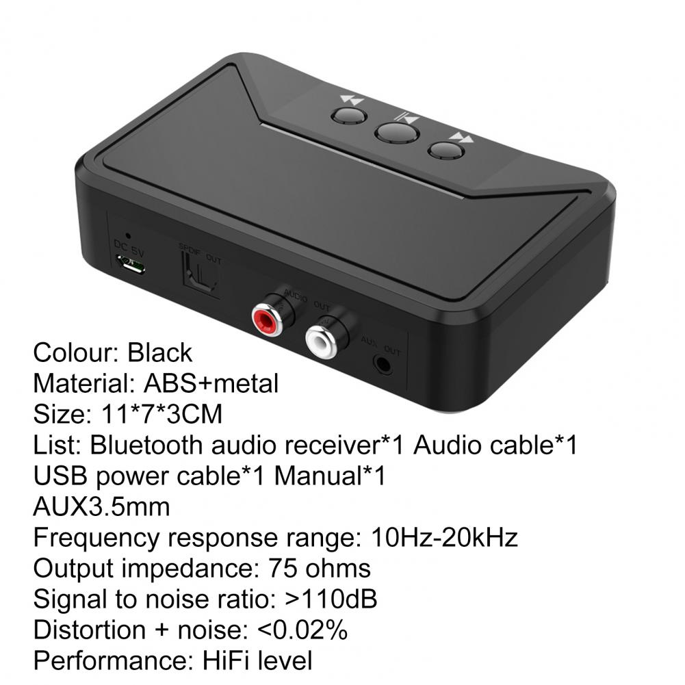 BT300 Bluetooth 5.0 Bluetooth Receiver 3.5mm AUX Jack Easy-to-use black HiFi Bluetooth audio receiver