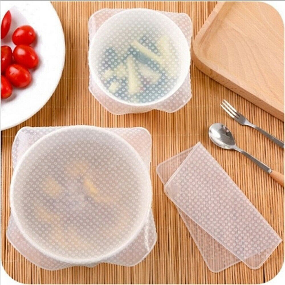 Juego de 3 uds. De envoltorio de plástico y silicona reutilizable, para comida al vacío, Gadget de cocina, envoltura de plástico