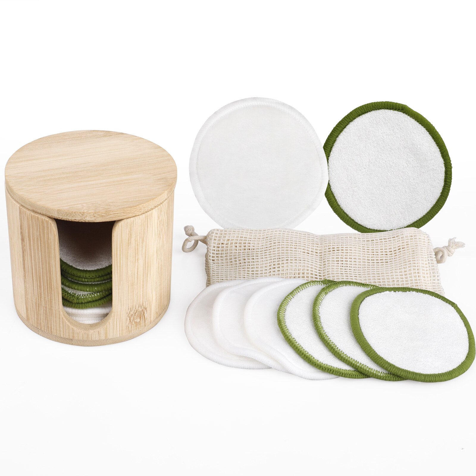 12/16/20pcs Reusable Bamboo Cotton Pads Washable Makeup Up Pads Remover Sets Washable Environmental Protection With Laundry Bag