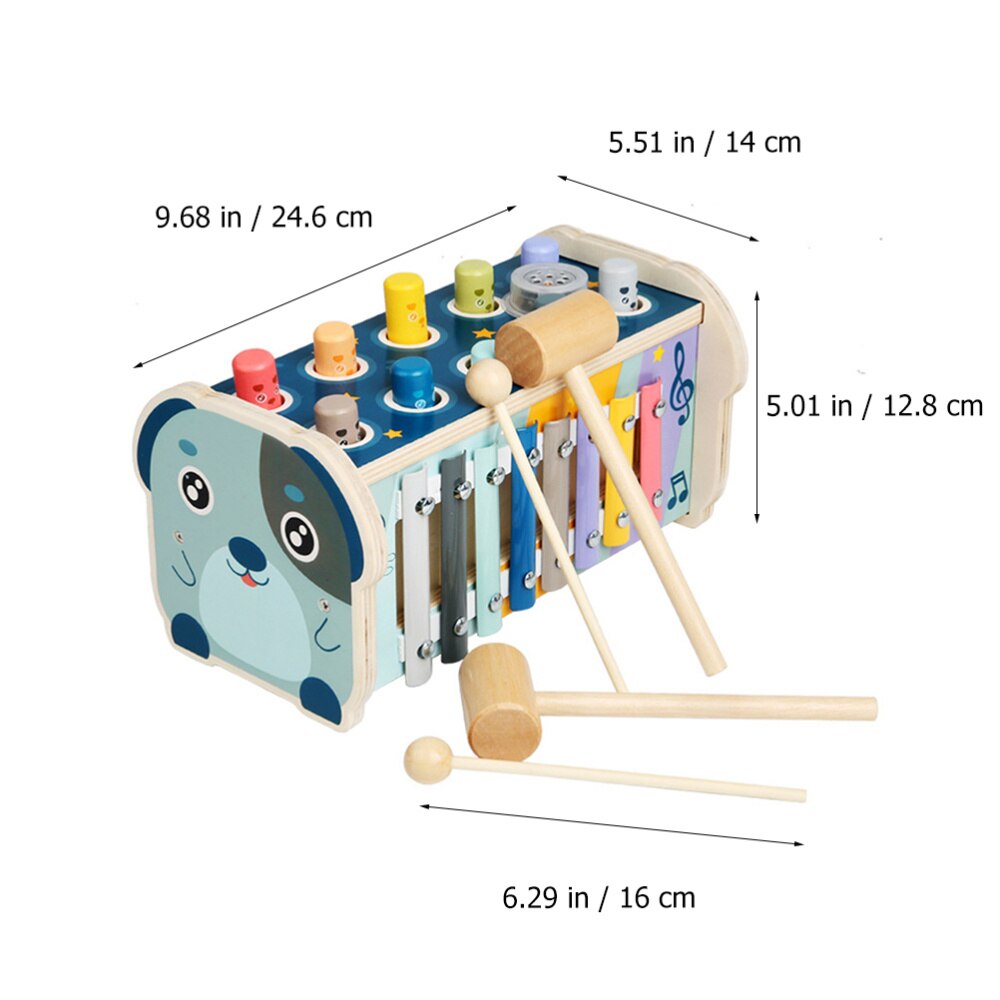 1 Set Dog Whack-a-mole Game Toy Knocking Piano Toy Without Battery Sky-blue